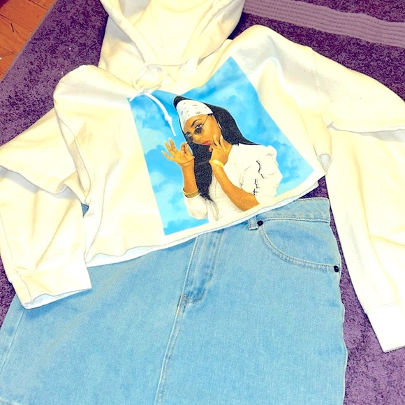 $11 Forever 21 mini skirt size medium light jeans blue - Picture 3 of 4